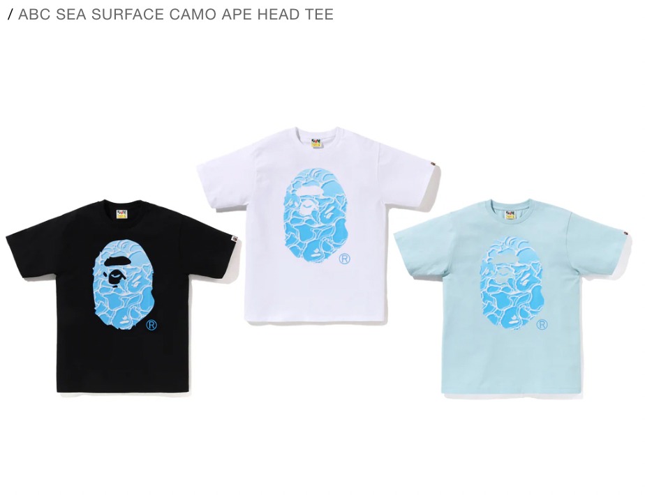 BAPE ABC SEA SURFACE CAMO APE HEAD TEE, Men