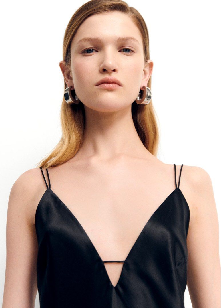 Low cut silk dress online