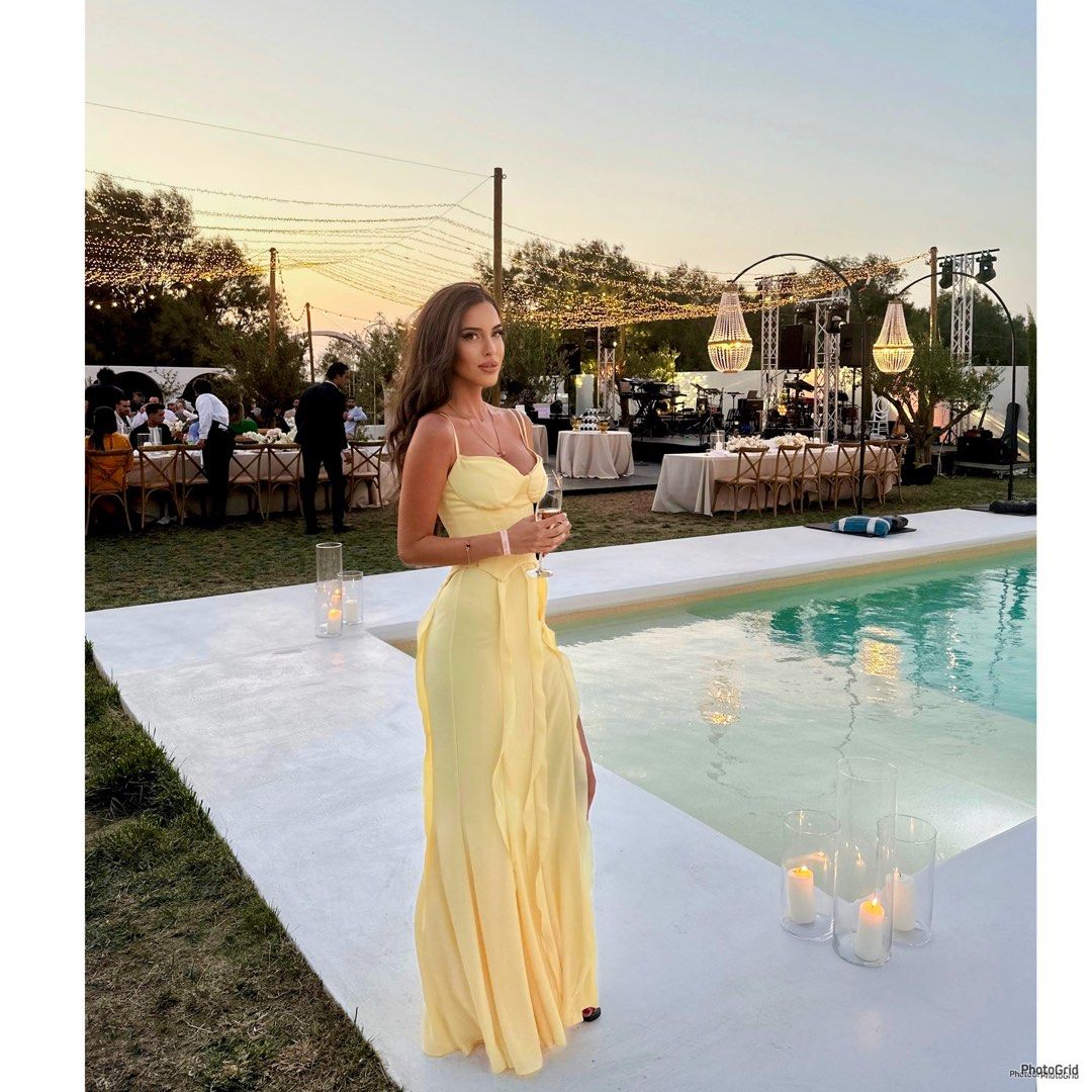 BNWT OH POLLY Perrine Yellow Corset Frill Maxi Plus Cup Dress, Women's  Fashion, Dresses & Sets, Dresses on Carousell