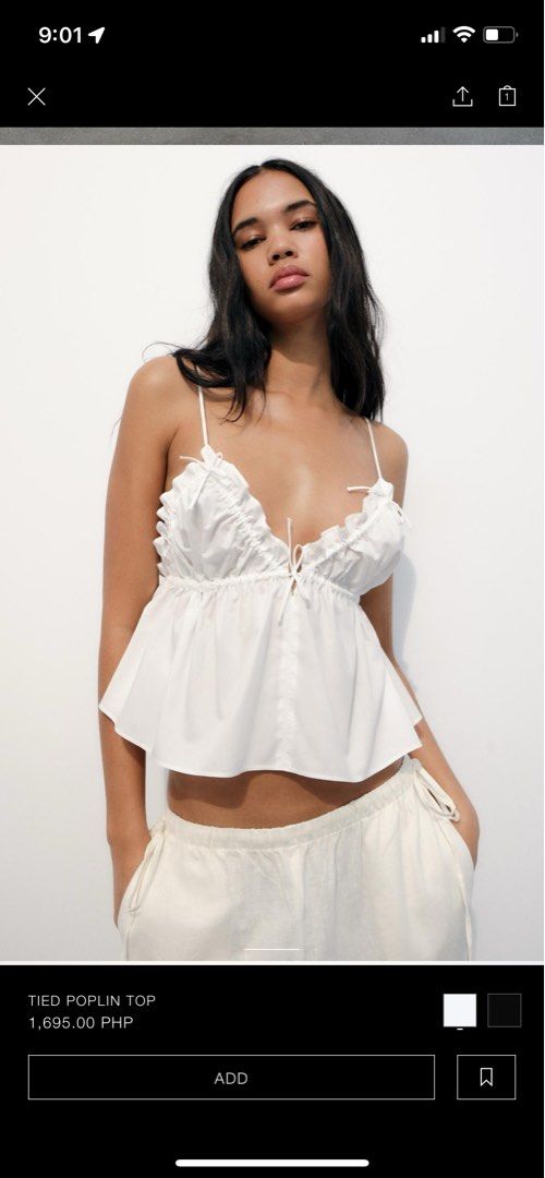 BNWT Zara Tied Poplin top (Category: Others Tops) located in Bacoor. Submitted by chriscloudy (Listing ID 1316957717, Image 1). Description: Brand new with tag rfs: chest area doesn’t fit me well as a flat person lol Last price posted.