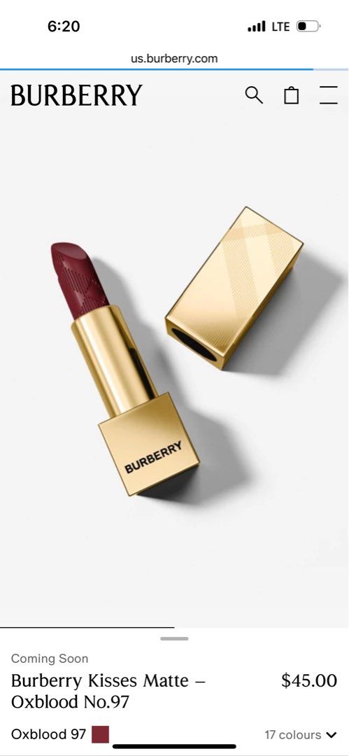 Burberry Kisses matte lip colour 97 matte oxblood