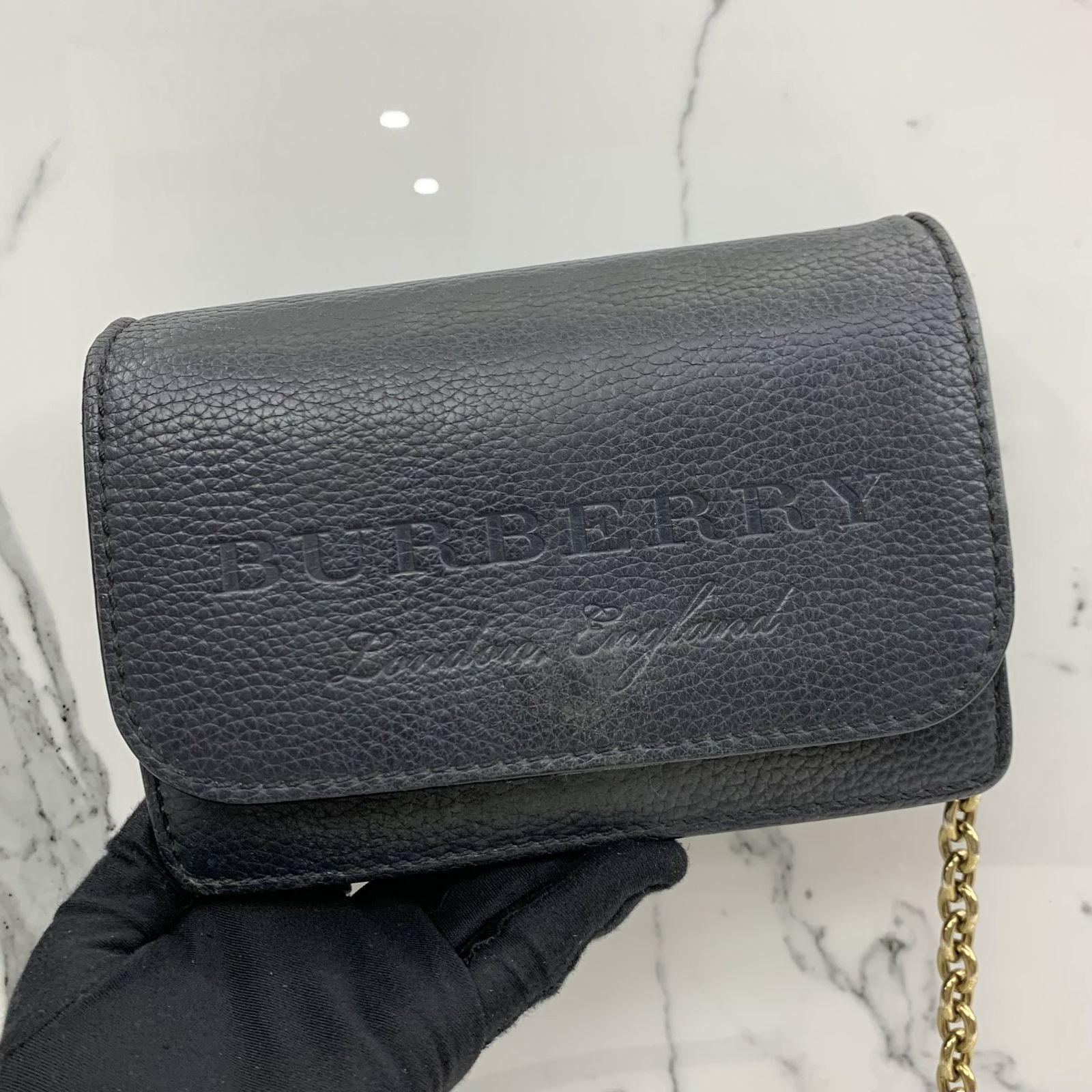 BURBERRY NAVY LONDON CHAIN WALLET SHOULDER BAG 247034676 WE
