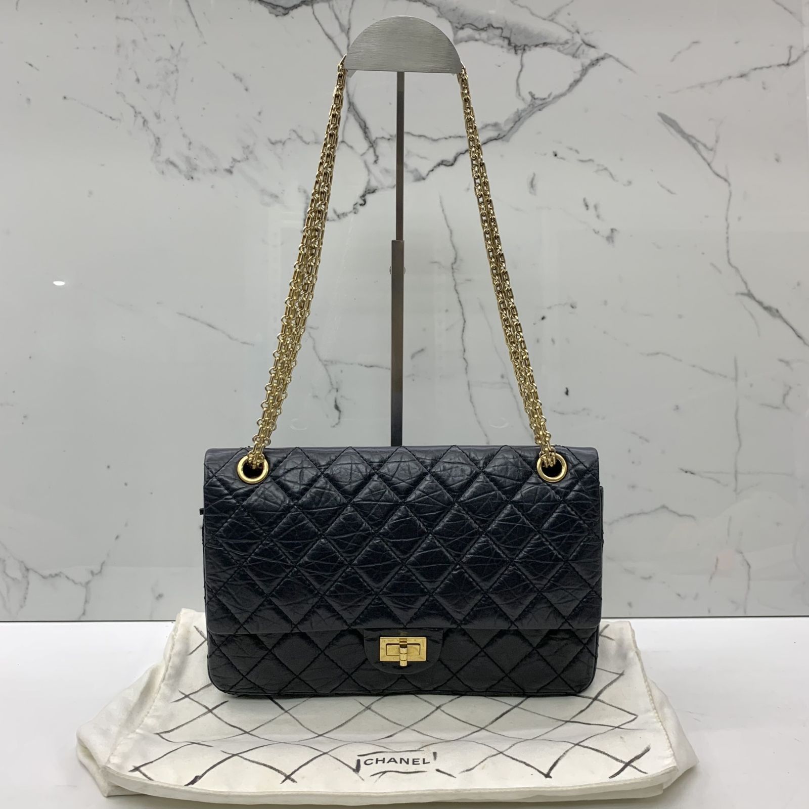 CHANEL NO.17 2.55 CALFSKIN 226 28CM DOUBLE FLAP NO CARD SHOULDER BAG 247035926 WE