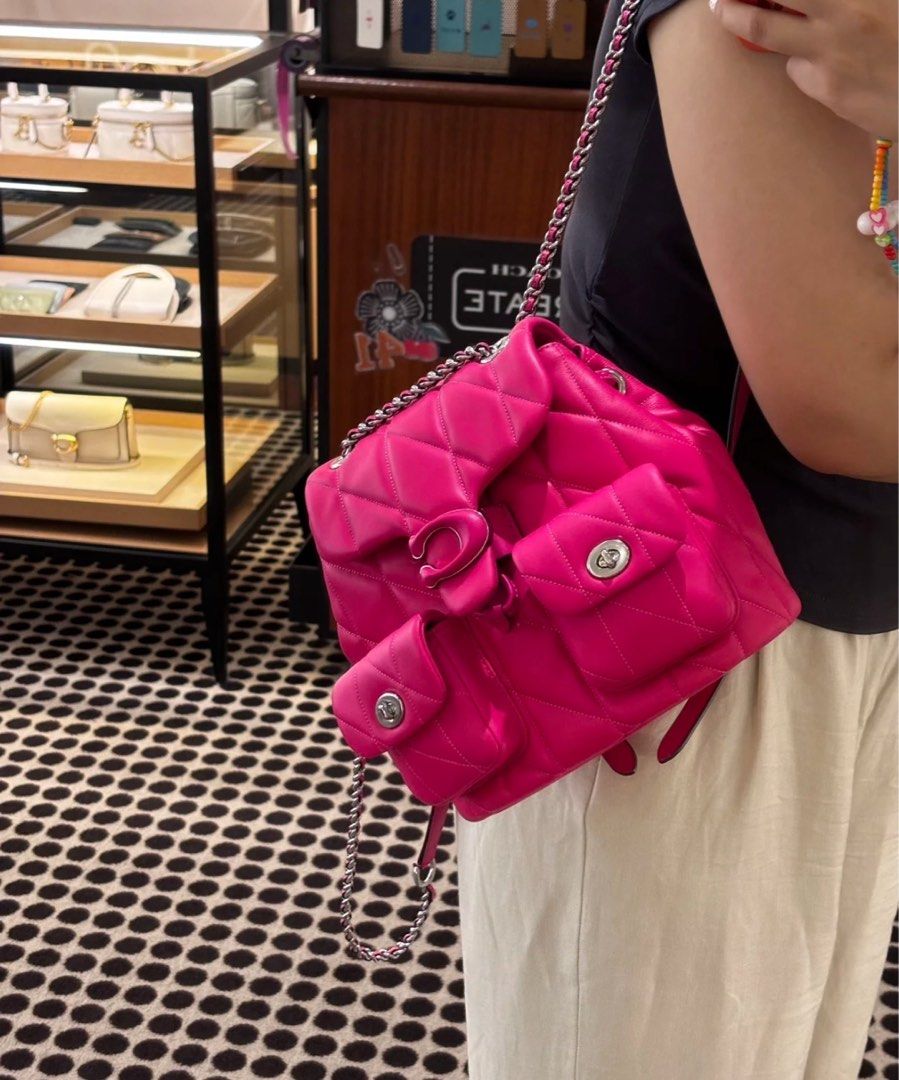 coach dragonfruit backpack CALPAK Terra Laptop in Pink Features a back slip pocket designed to accommodate up to a 14 laptop Coach Tabby Backpack Dragon Fruit,