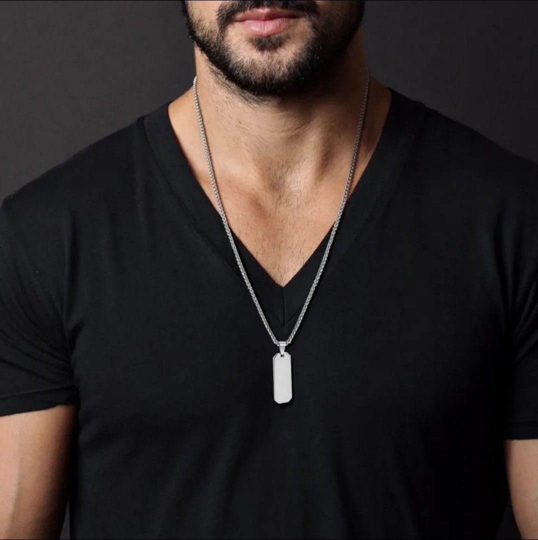 Custom Plain Vertical Bar Pendant Necklaces for Men Women