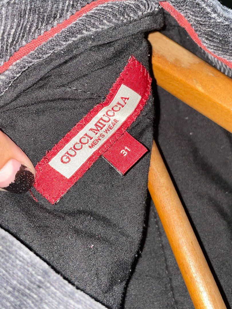 gucci miuccia dark grey corduroy pants Women s Fashion Bottoms Jeans on Carousell