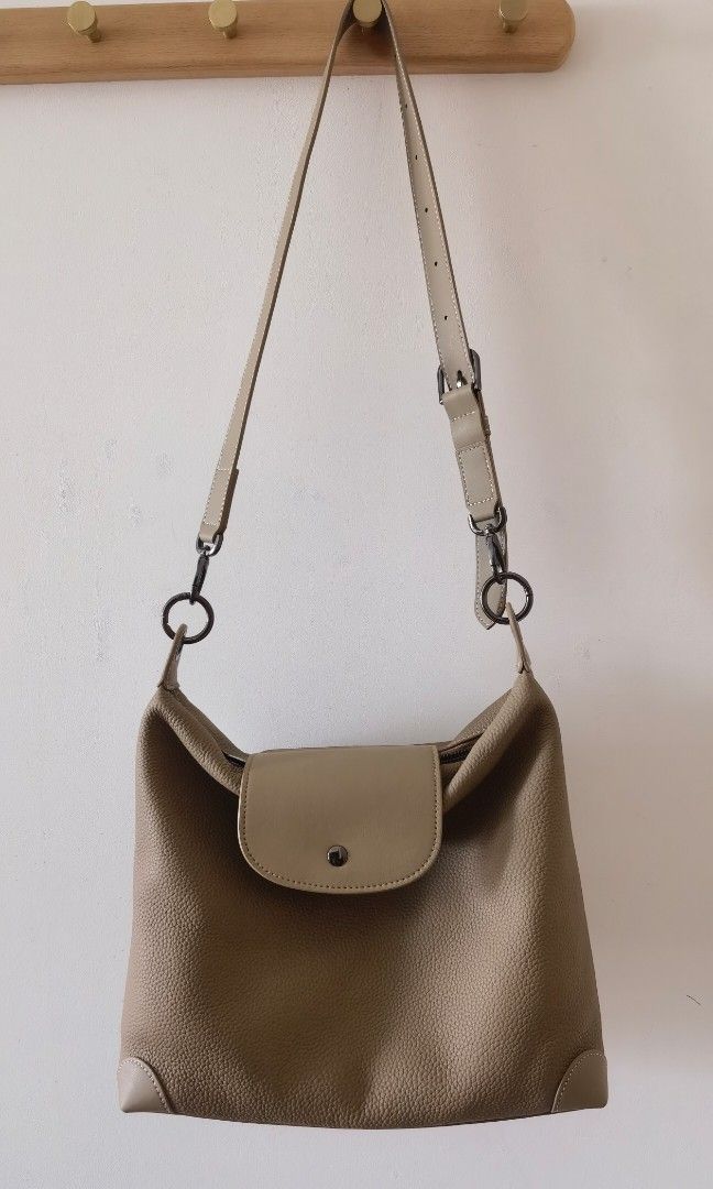 PREMIUM TOGO COW LEATHER Shoulder bag elephant grey longchamp style hobo bag
