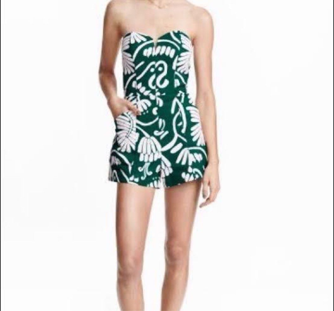 H M green romper Women s Fashion Dresses Sets Rompers on Carousell