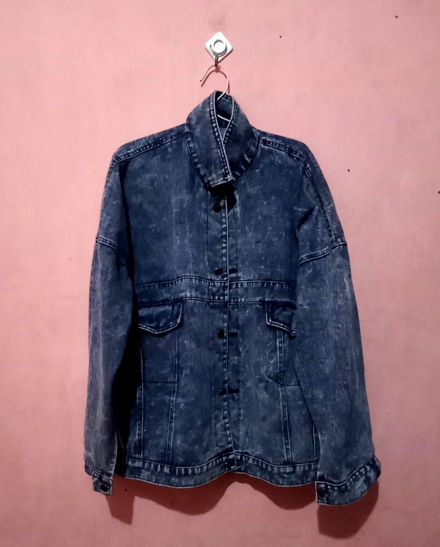 Jaket Jeans Wanita Oversize (Blue Denim), Fesyen Wanita, Pakaian