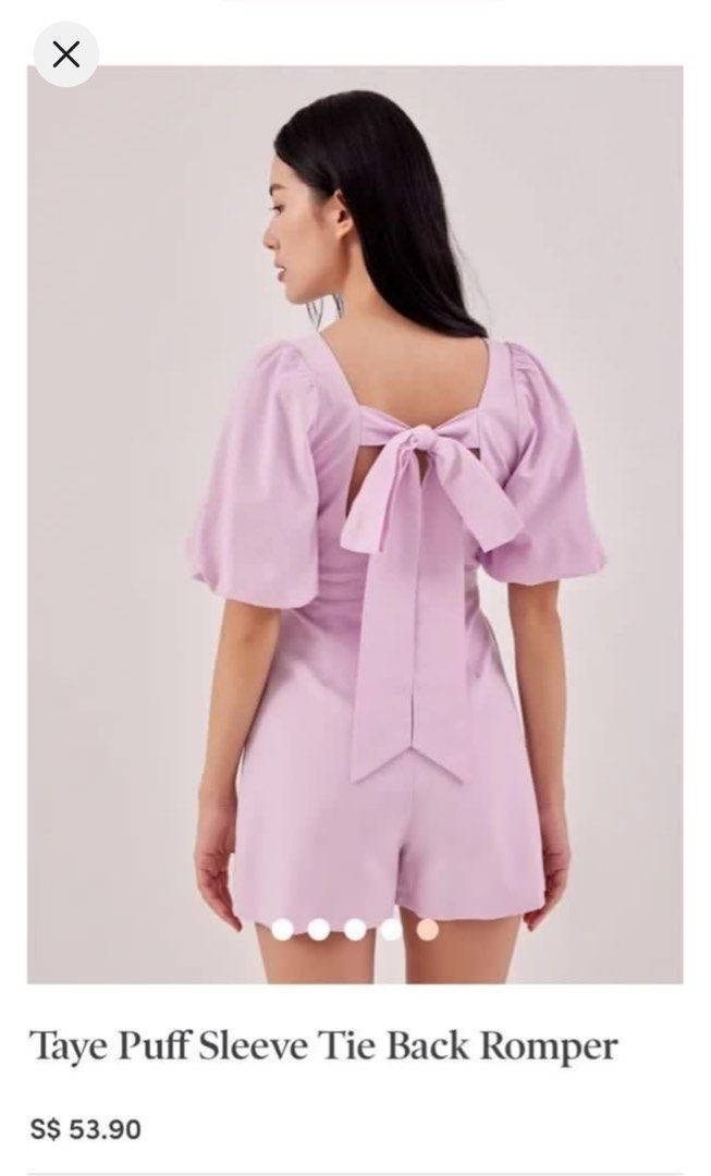 LB Lovebonito Sleeve Tie Back Romper, Women's Fashion, Dresses