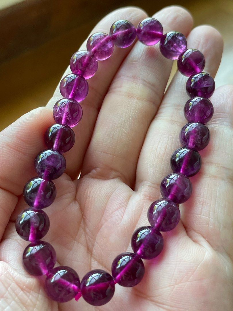 Magenta Fluorite bracelet, Women's Fashion, Jewelry Organisers