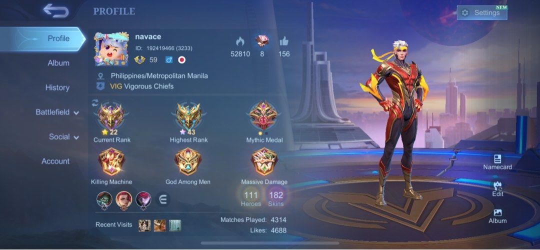 PREMIUM MOBILE LEGENDS ACCOUNT (Category: Others) located in Manila. Submitted by gad.adi (Listing ID 1316992039, Image 2). Description: Account For Sale! Meet up only (Manila Area) Good for main and Good Winrate! ₱ 15,000 Estimated Spent Selling for 5k only! (willing to surrender email) MEETUPS ONLY (Any LRT 1 stations in Manila) Rare Skins: - Collector Night Owl Gusion - M2 Champion Lancelot Skin and Zodiac - KOF Chou - Dragon Boy Chou - KOF Ka