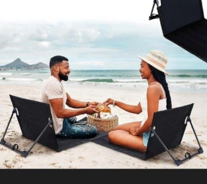 PROMO Left 2 Foldable Floor Picnic Camping Chair with Back support