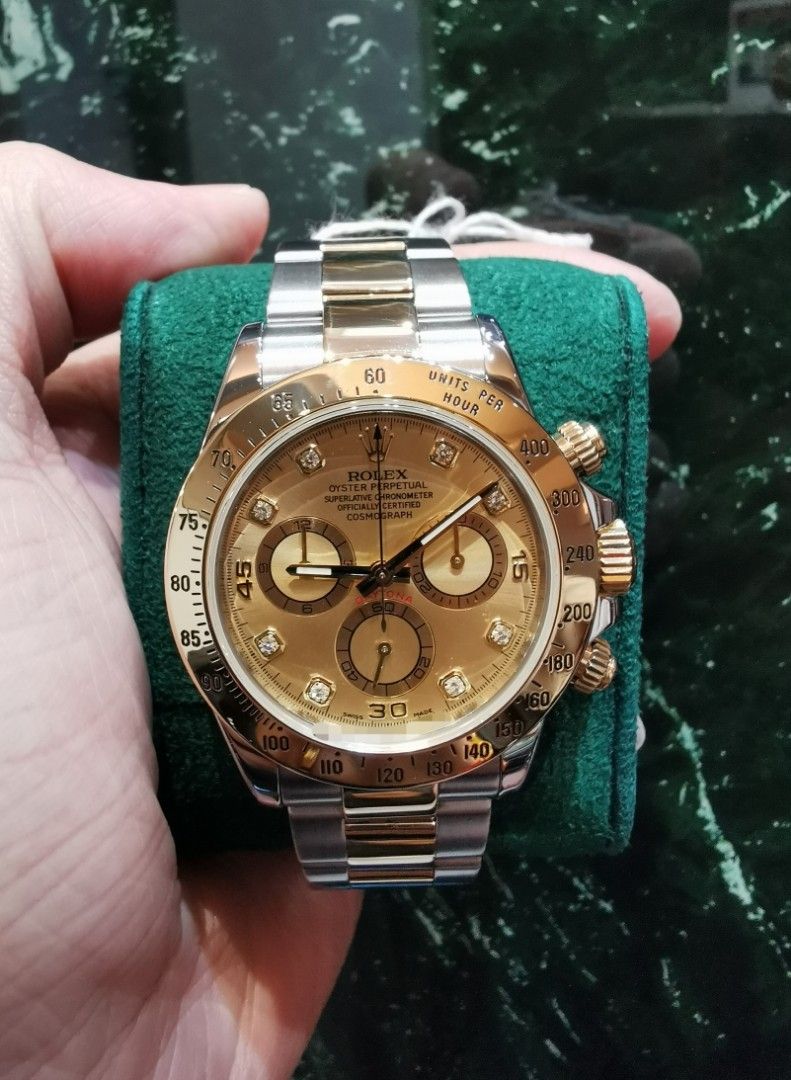 Rolex Daytona half gold champagne diamond dial 116523