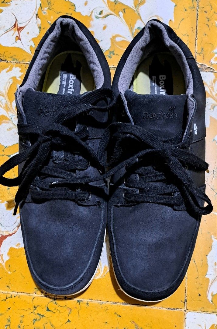 Sepatu Boxfresh Spencer Sneakers Leather Black, Fesyen Pria