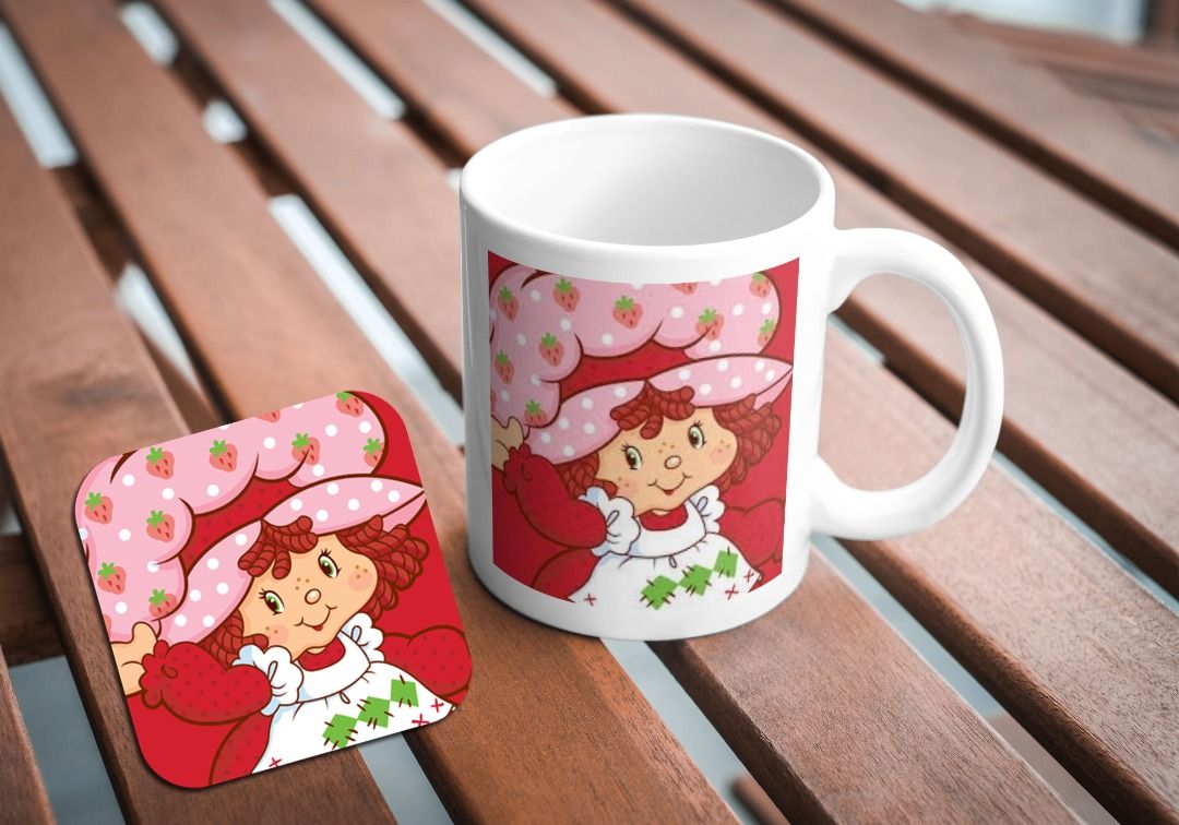 Strawberry Shortcake Mug Coaster Tote Bag (Category: Coffee & Tea Tableware) located in Las Pinas. Submitted by pinkpopcornshoppe (Listing ID 1316863162, Image 1). Description: FAN MADE MUG (ceramic, 11oz)- P150 COASTER (rubber) - P45 TOTE BAG (canvas, 14x16')- P130 .
