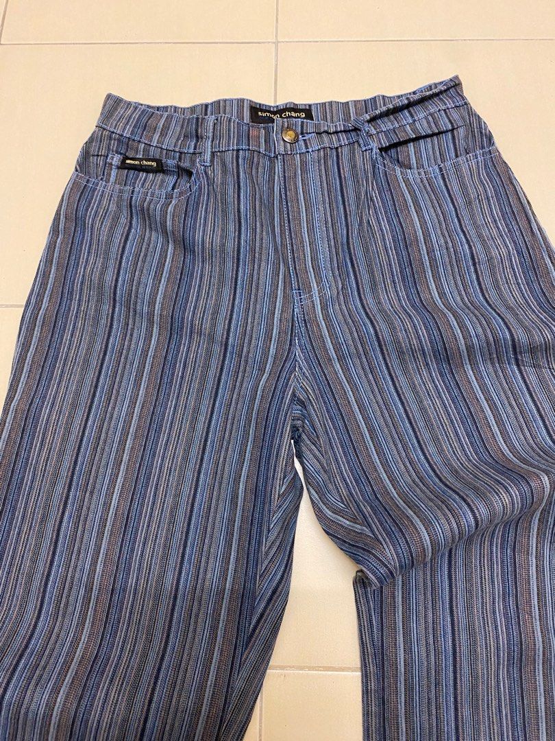 Sz 29 designer Simon Chang Stripe Pants Women s Fashion Bottoms Jeans Leggings on Carousell