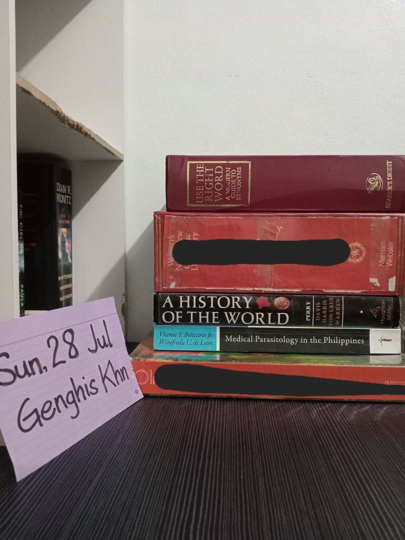 Textbooks (Educational books) (Category: Textbooks) located in Marikina City. Submitted by xastro.boyx (Listing ID 1316950495, Image 2). Description: textbooks/educational books for sale!! conditions are good and very good use the right word [a modern guide to synonyms] — 800 a history of the world — 500 medical parasitology in the philippines — 500 english and american literature — 200 the greatest generation — 150 philosophy of the human person
