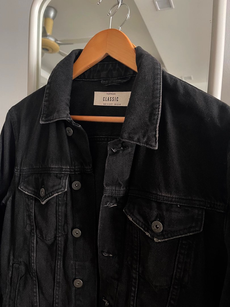 Black denim jacket topman 2025