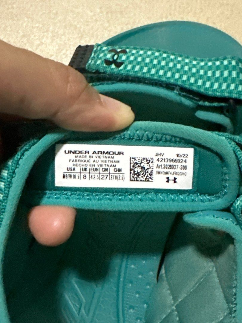 Under Armour Fat Tire Sandles Coastal Teal Men s Fashion Footwear Flipflops and Slides on Carousell