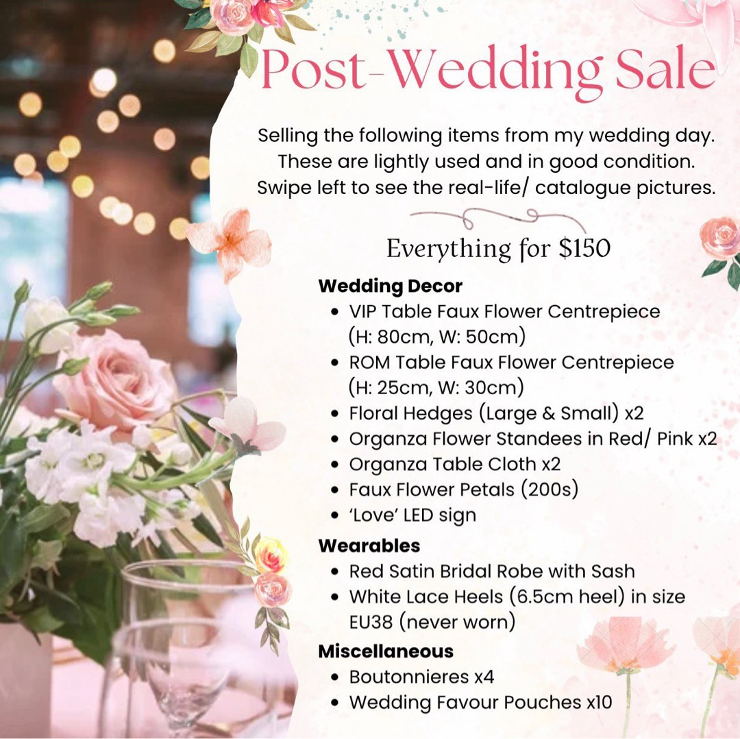 Brides selling used wedding decorations new arrivals