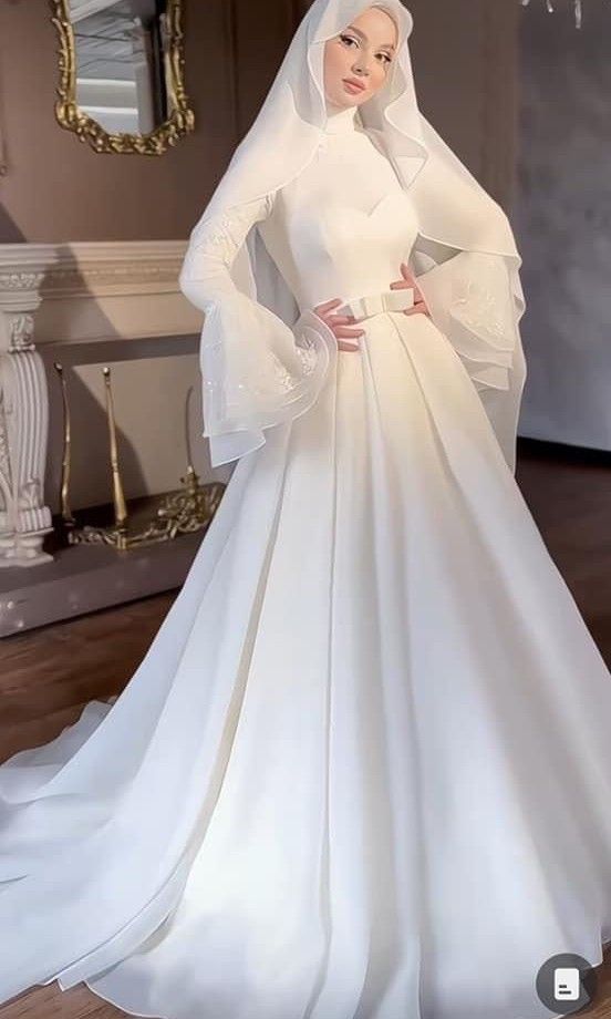 Wedding Dress White Gaun Pesta Akad Baju Pengantin Putih Muslimah FnD Labels size S