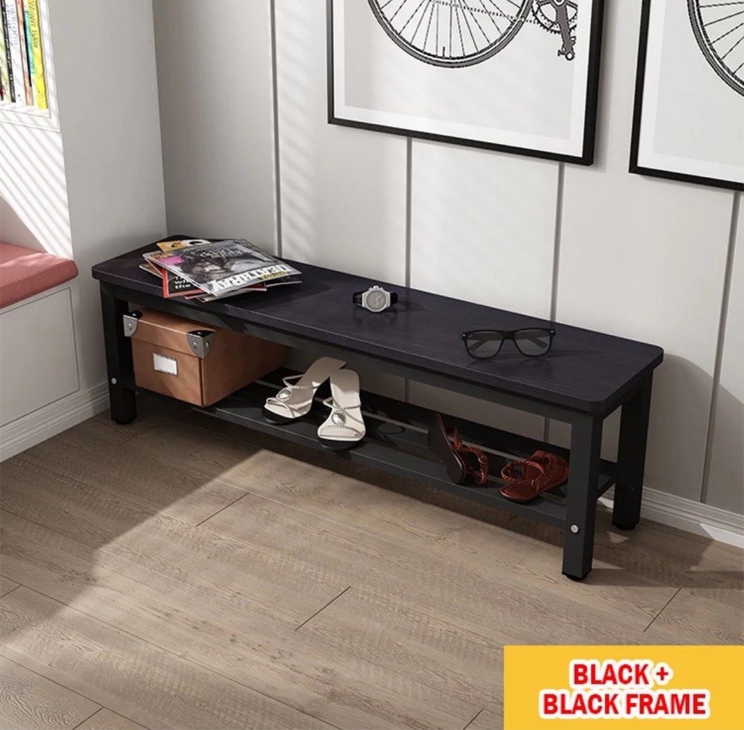 Wooden Shoe Bench Shoe Rack Stool Household Shoe Changing Stool Bench Thickened Steel Support Furniture Home Living Furniture Chairs on Carousell
