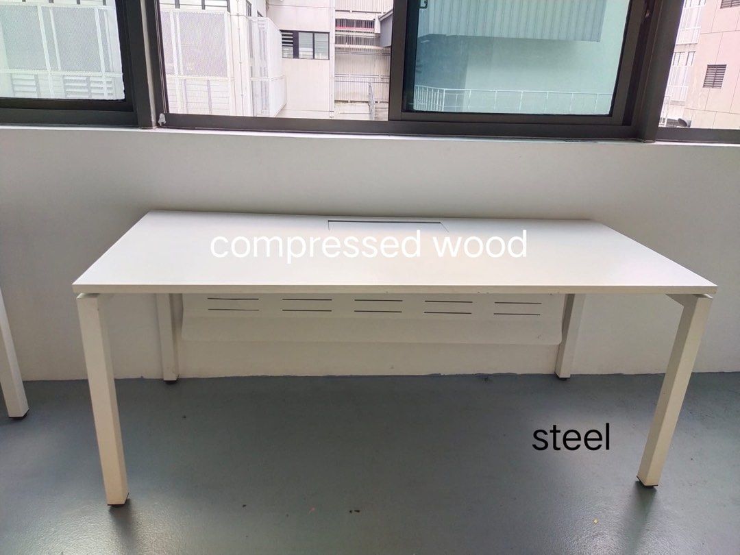 Working table (Category: Tables & Sets) located in Singapore. Submitted by dadaa16 (Listing ID 1316895793, Image 3). Description: Have 2 pcs of it, still in good condition There’s the cable box where you can place your plugs in to keep table neat! Compressed wood top with steel legs Self collect at our warehouse in Tuas or obtain a non obligatory quote from us!.
