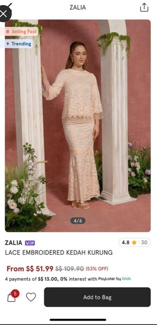 Zalia Laced Embroidered Kedah Kurung, Women's Fashion, Dresses