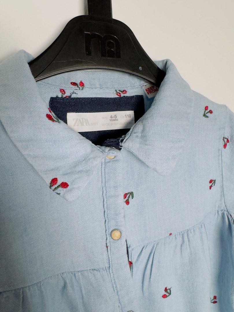 sachin and babi light blue dress Zara Kids Denim Embroidered Dress