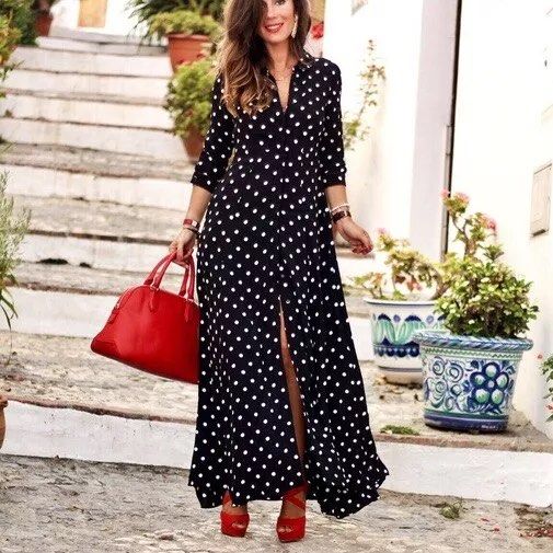 chinese dress ladies Dress Casual Midi By Zara In Polkadot Pattern, Size: S