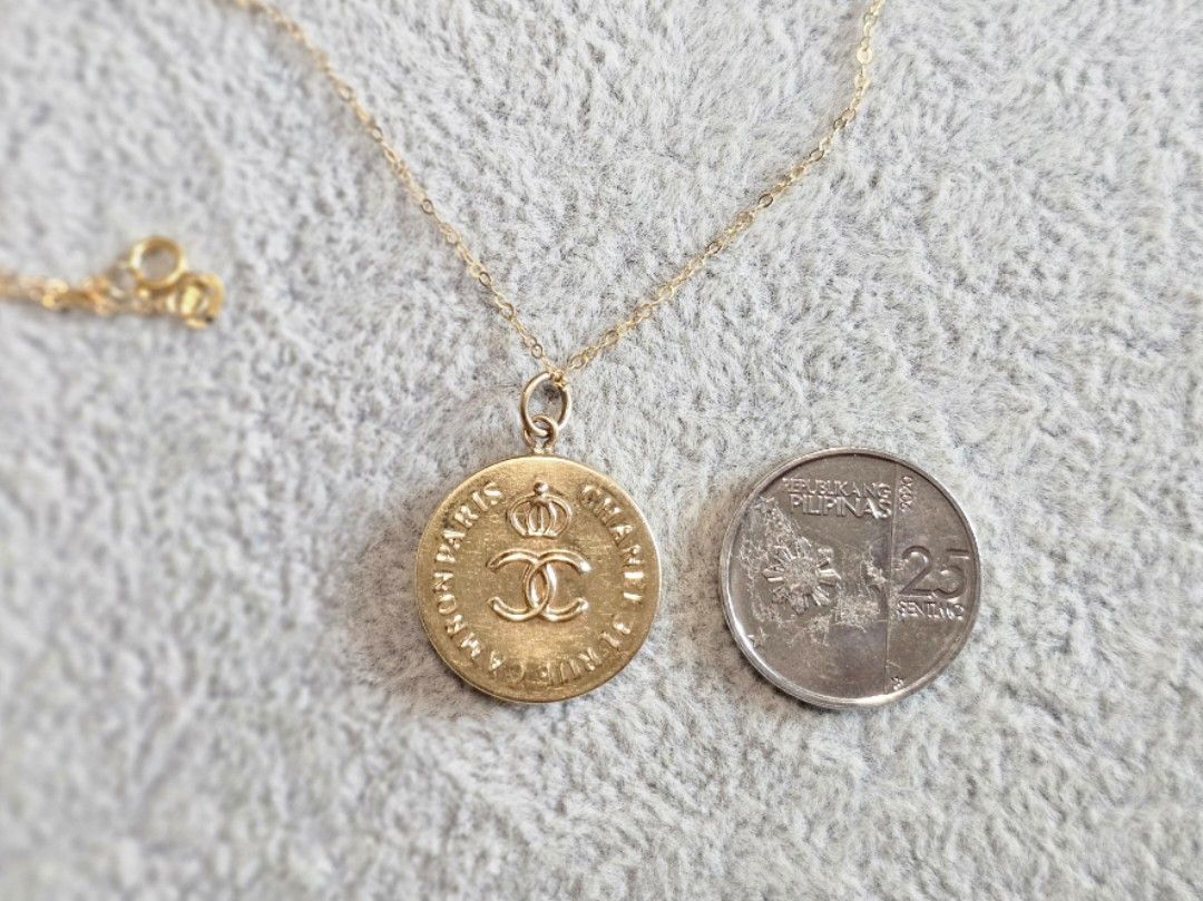 18K Gold Chanel Coin Necklace Women s Fashion Jewelry Organizers Necklaces on Carousell