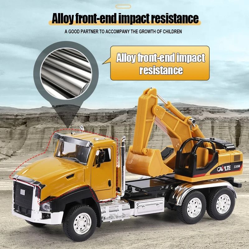 3 Pack of Diecast Engineering Construction Vehicles Dump Digger Mixer Truck 1 50 Scale Metal Model Cars Pull Back Car Kids Toys