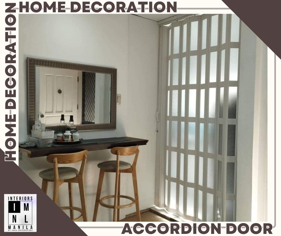 ACCORDION DOOR FOR YOU! (Category: Locks, Doors & Gates) located in Manila. Submitted by deza.interiorsmanila (Listing ID 1317082316, Image 1). Description: High Quality Affordable Accordion Door ✔️High Quality Accordion Doors ✔️Hard PVC ✔️Space Saving ✔️Home Partitions ✔️Folding Door ✔️Direct from Supplier ✔️Hassle Free Two types of Door ~REGULAR DOOR ~FRENCH DOOR (with acrylic glass) We provide OCULAR INSPECTION. List of Products: * Window Blin