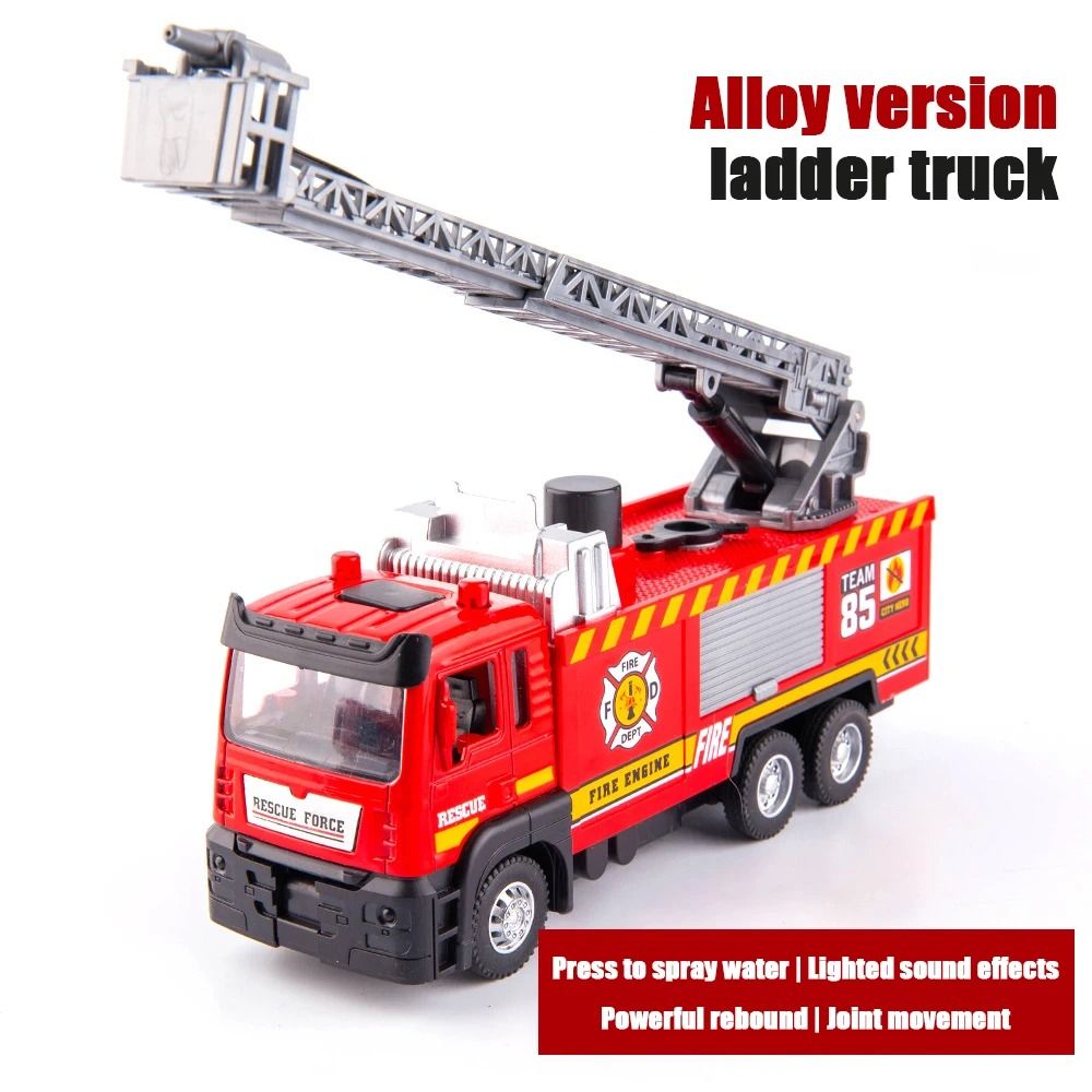 Fire Truck Model, Alloy Pull Back Transport Car for Boys and Girls