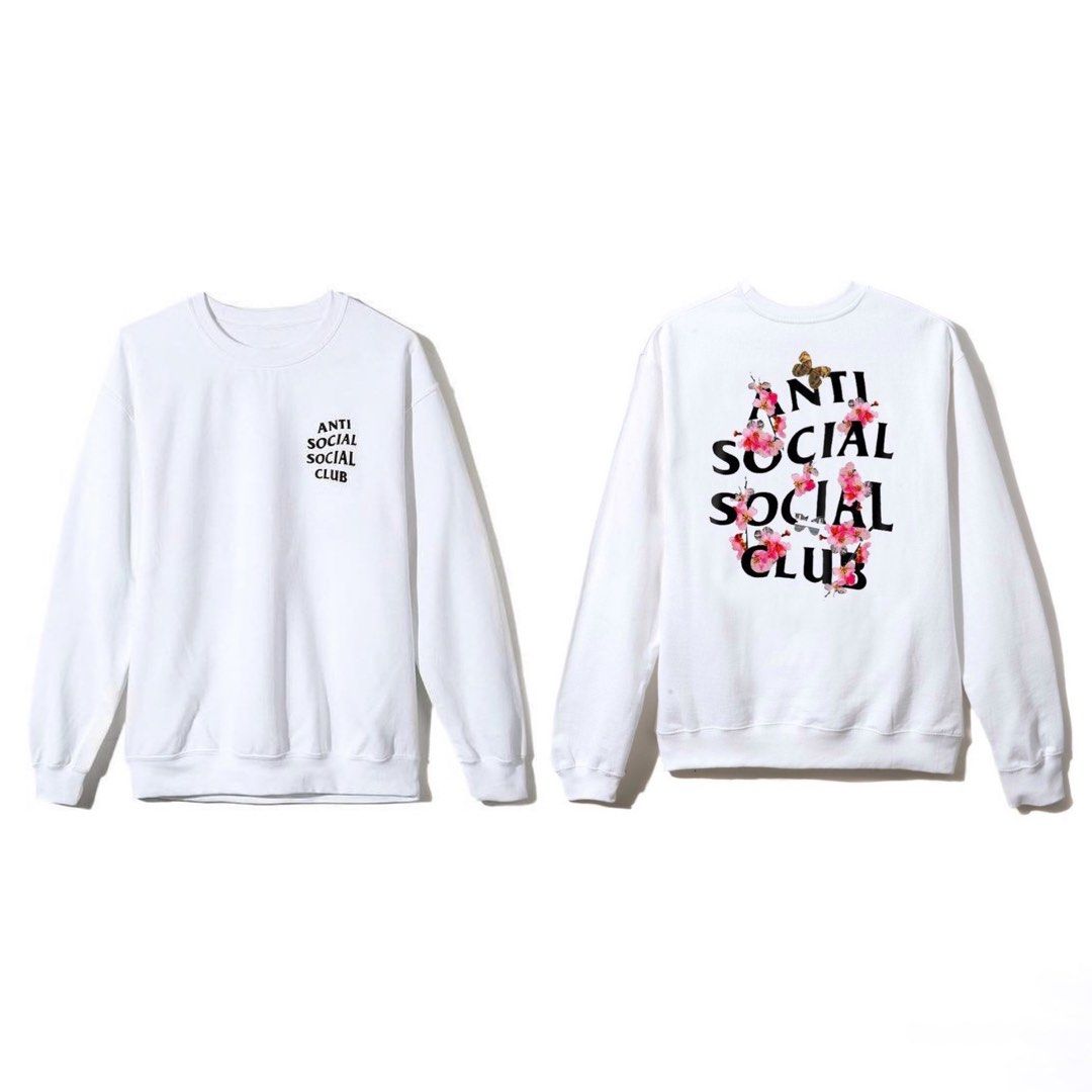 Anti Social Social Club ASSC White Flower Crewneck Sweater Top UNISEX Men s Fashion Tops Sets Tshirts Polo Shirts on Carousell