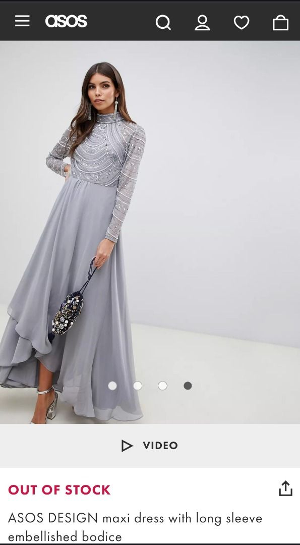 Maxi dress with long sleeve embellished bodice discount