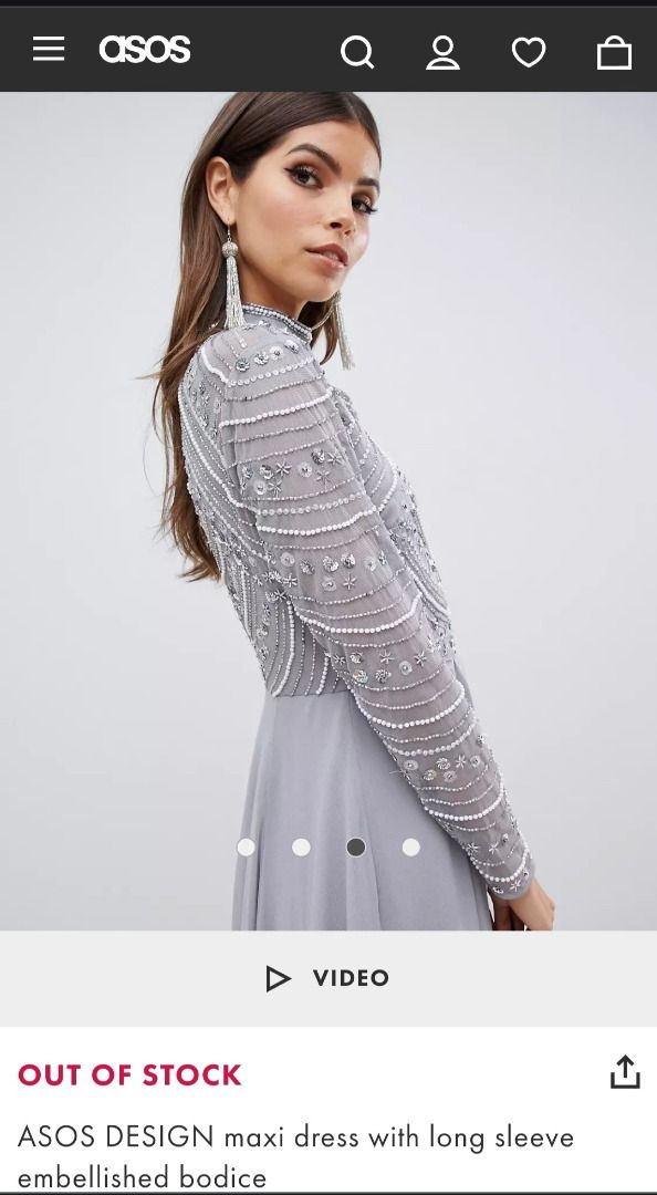 ASOS DESIGN Maxi Dress with Long Sleeve Embellished Bodice