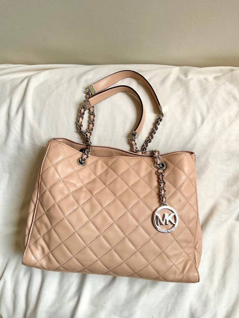 Authentic MK quilted susannah lambskin tote bag in silver hardware Women s Fashion Bags Wallets Shoulder Bags on Carousell