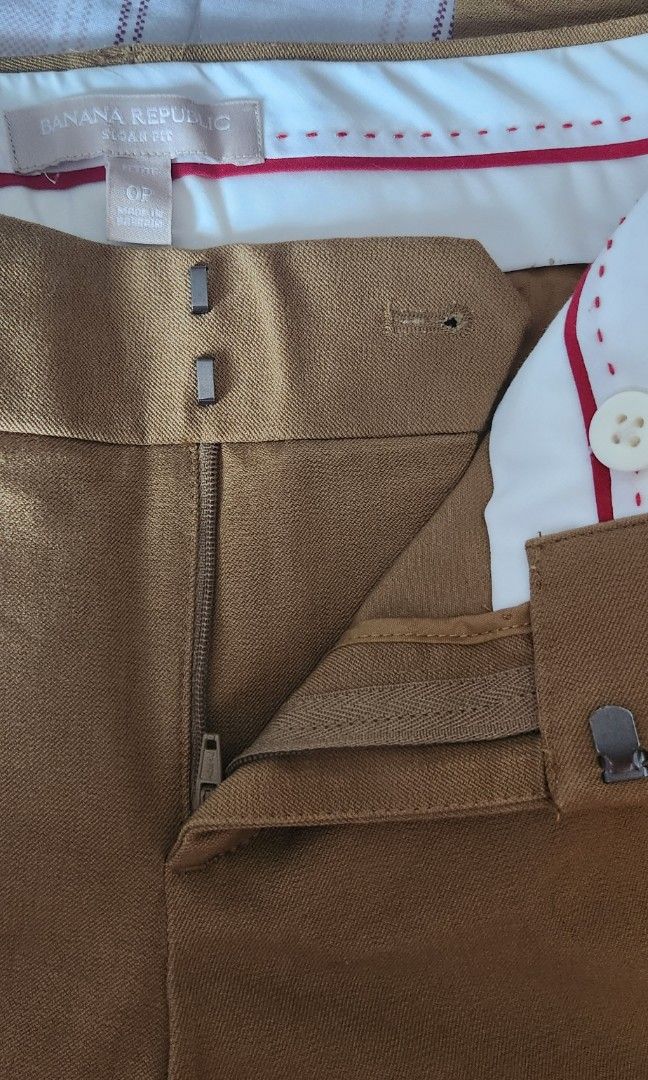Banana Republic Trouser (Category: Other Bottoms) located in Marikina City. Submitted by MSS_32 (Listing ID 1317023673, Image 3). Description: *Banana Republic Sloan Fit bought in US *Size 0P on tag / Viscose, Cotton, Spandex fabric *Waist 26"/ Hips 34"/ Length 33" * Color: Butternut Wood *MOP: Gcash/BPI *SF c/o buyer.