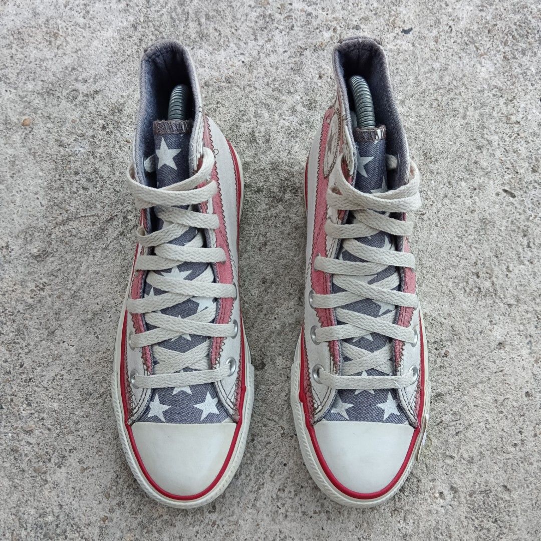 C0nverse All Star High Top Red Stripe White Blue 3.5UK 22.5cm RM5O Women s Fashion Footwear Sneakers on Carousell