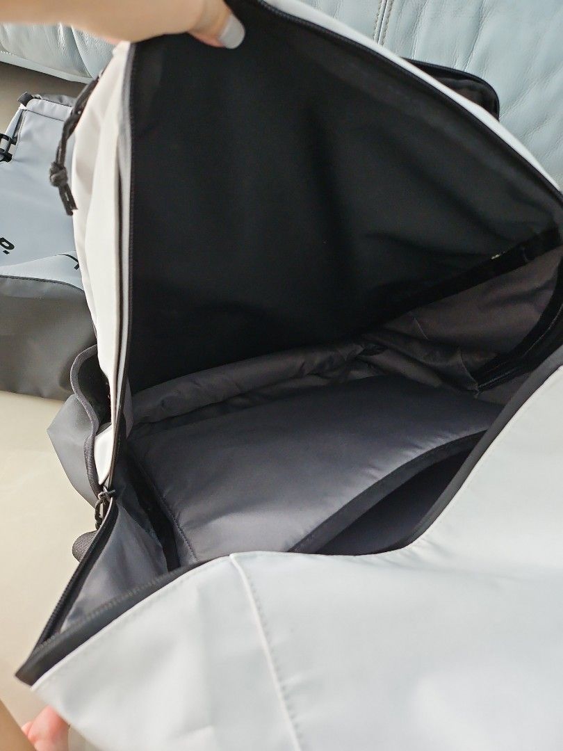 Chrome Backpack (Category: Backpacks) located in Singapore. Submitted by blueberryhome (Listing ID 1317025915, Image 2). Description: a few visible stains because it's white but have only used this twice so inner still in very good condition 50x18x15 cm.