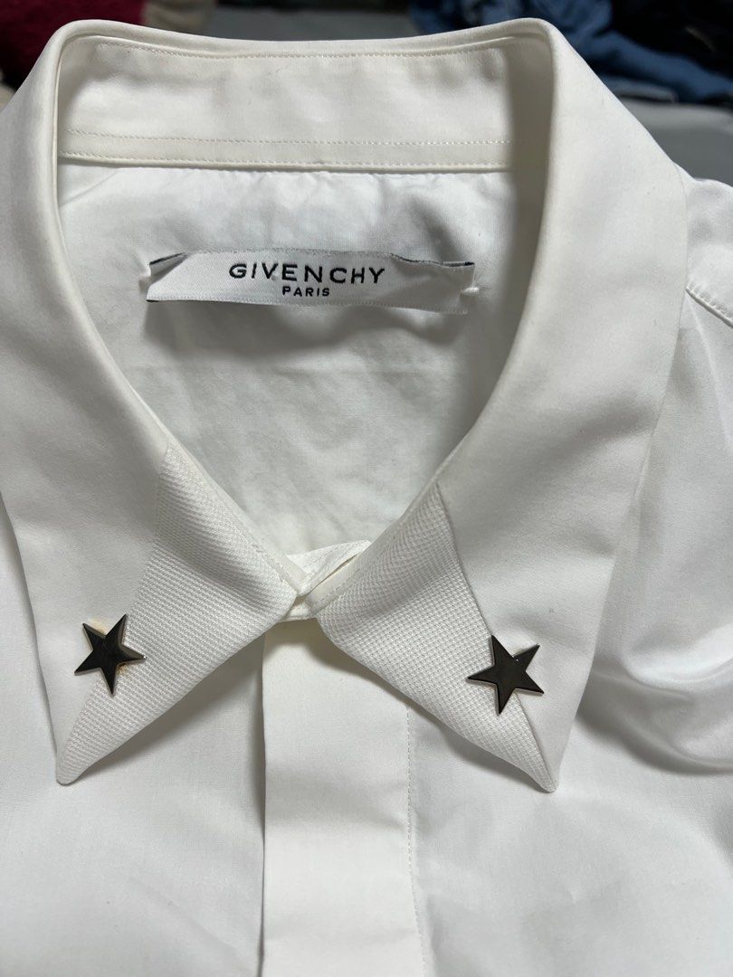 Givenchy white shirt with pinned metal star collar