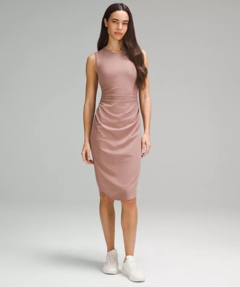 shirred nulu midi tank dress lululemon athletica | Dresses | Lululemon Shirred Nulu Midi Tank Dress