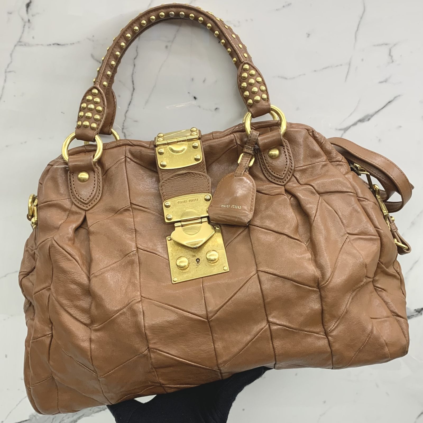 MIU MIU BROWN 2WAY SHOULDER BAG 247036297 HM, Luxury, Bags 