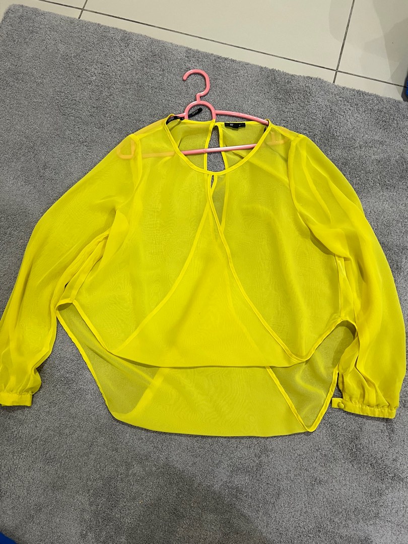 Neon yellow blouse new arrivals