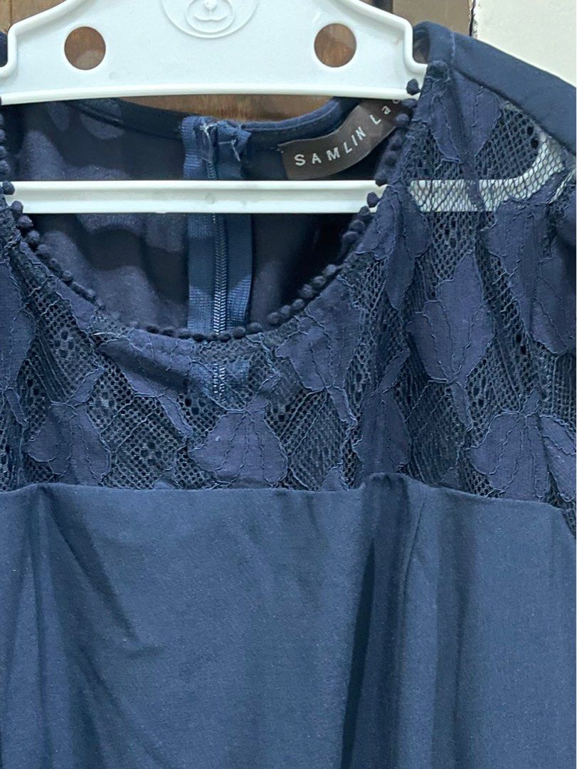 Samlin Ladies Dress (Navy Blue) (Category: Dresses) located in Gapan. Submitted by anitsirc19 (Listing ID 1317145750, Image 2). Description: 💯Legit bought from SM Store ❗️Original Price: 1,599 ❗️Used only once ❗️Size: Small ❗️for reference my height is 5’, weight is 45kg (below the knee dress) RFS: Decluttering .