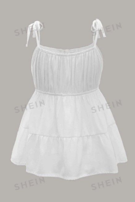 SHEIN ROMWE kawaii ruched bust ruffle hem cami top Women s Fashion Tops Sleeveless on Carousell