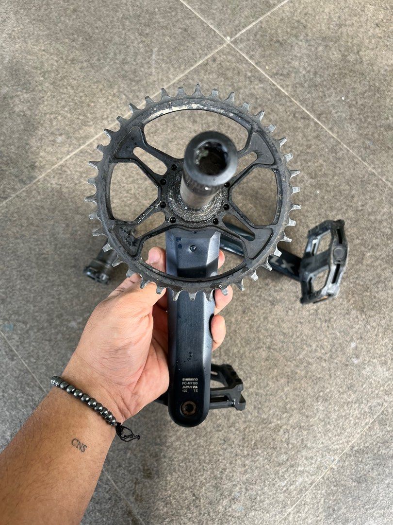 Shimano SLX Crankset (Category: Bicycles) located in Quezon City. Submitted by jawnzslayer (Listing ID 1317125942, Image 3). Description: shimano slx crankset shimano bottom bracket z race 38T chainring shimano flat pedals.
