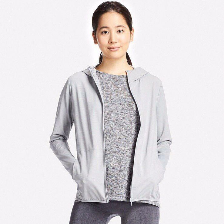 UNIQLO AIRism Mesh UV Protection Full Zip Hoodie Light Grey Size Medium Women s Fashion Coats Jackets and Outerwear on Carousell
